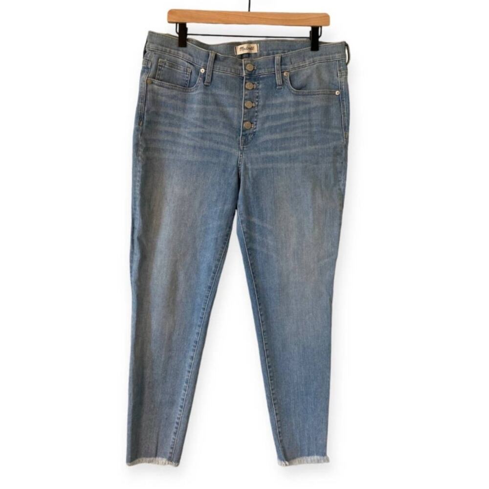 Madewell High Rise Mom Skinny Crop Light Wash Button Fly Jeans